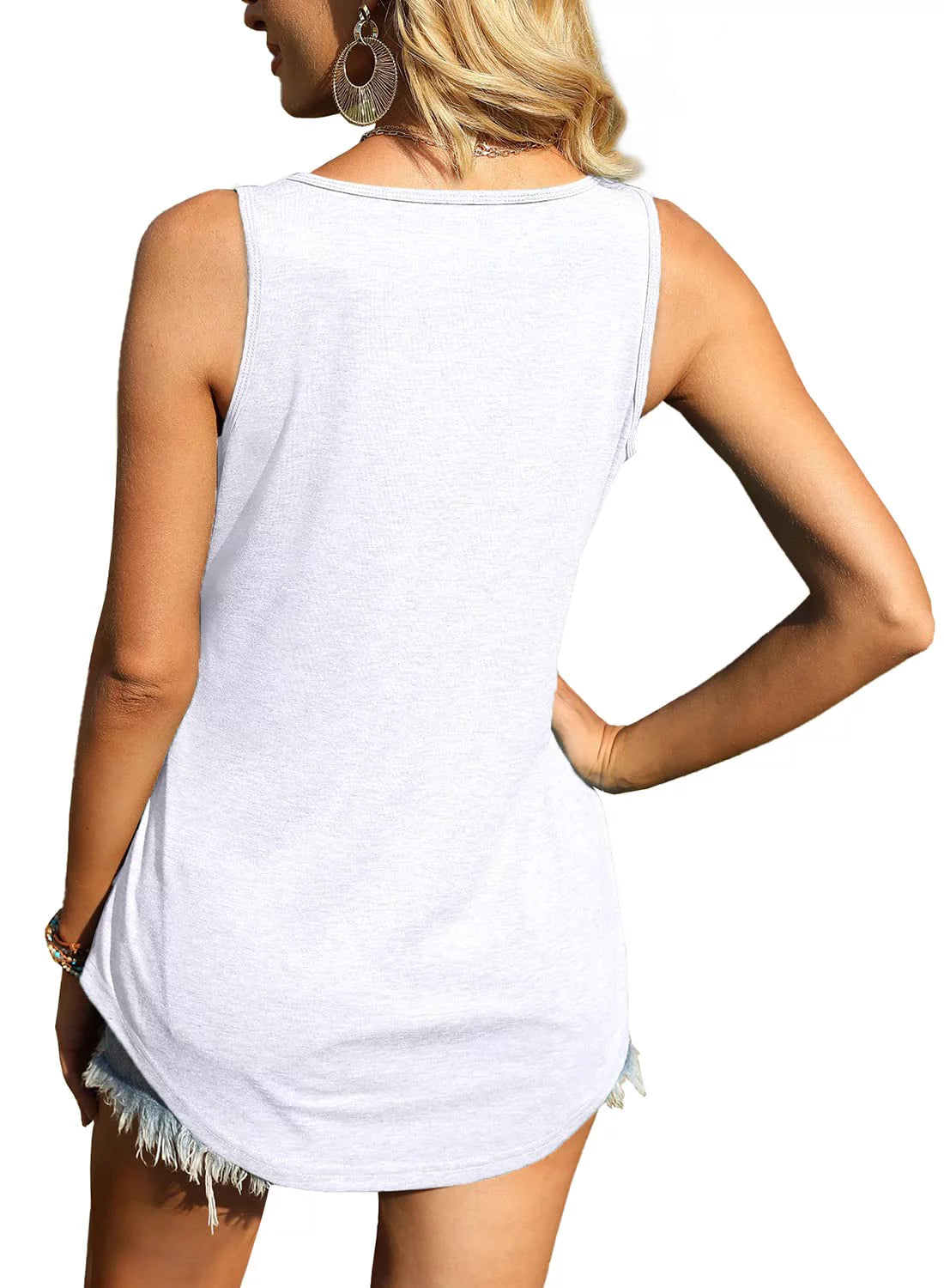 Summer Womens Tank Tops U Neck Casual Flowy Sleeveless Shirts for Women