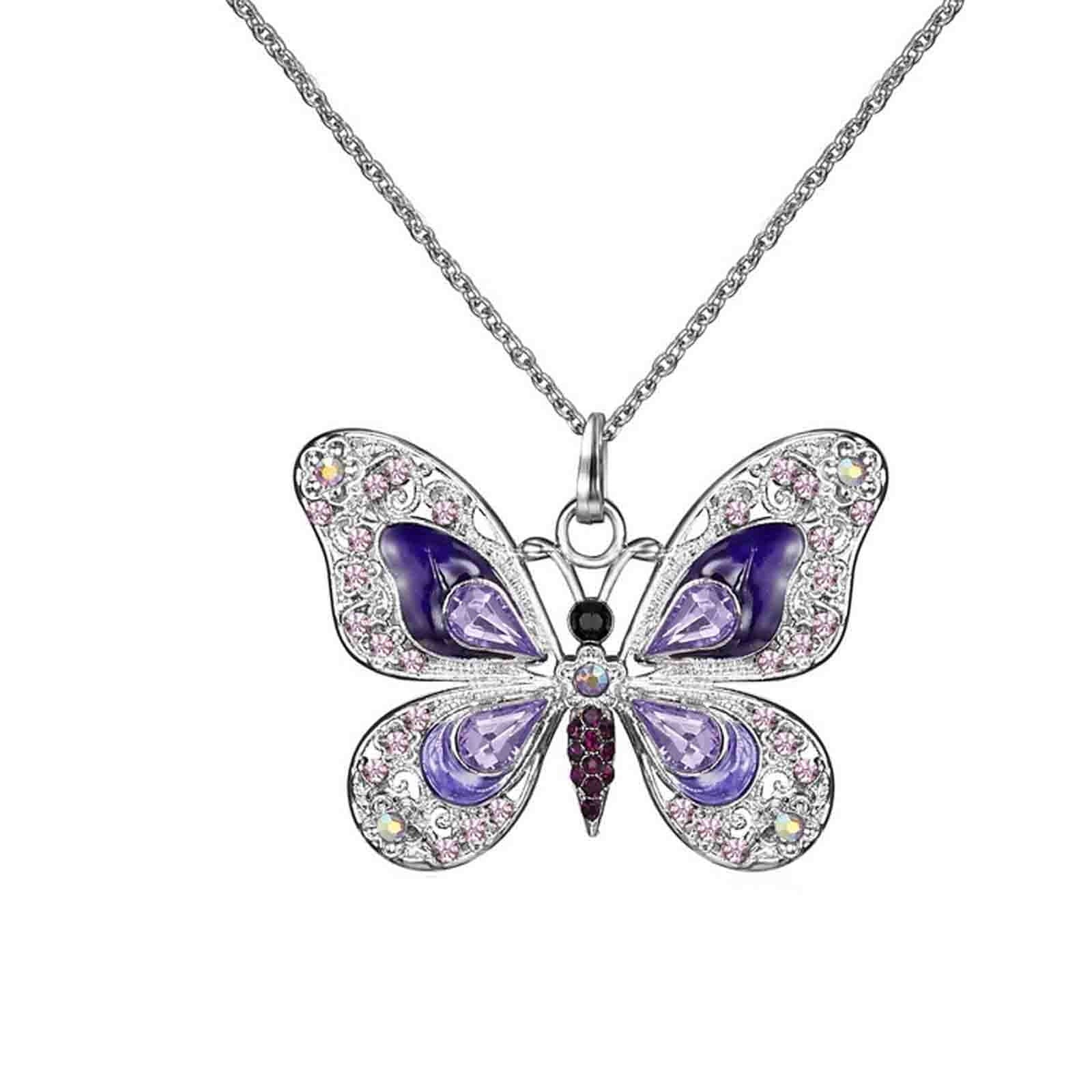 Mothers Day Gifts, Butterfly Necklace, Opal Jewelry Pendant Necklaces for Women, Silver Necklaces Gift for Women,Gift for Birthday Valentine'S Day